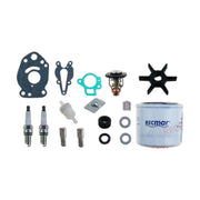 Image of various engine service and maintenance parts on a white background.