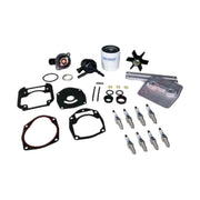 Image of various engine service and maintenance parts on a white background.