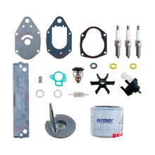 Image of various engine service and maintenance parts on a white background.