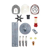 Image of various engine service and maintenance parts on a white background.