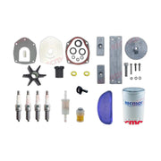 Image of various engine service and maintenance parts on a white background.