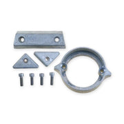 Kit of aluminium anodes for a volvo penta dp290 sterndrive on a white background.