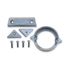 Kit of aluminium anodes for a volvo penta dp290 sterndrive on a white background.