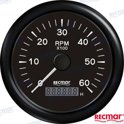 TACÓMETRO 1.0/10.0 - 0/6000 RPM NEGRO | OEM 07205 | INSTRUMENTACIÓN | RECMAR