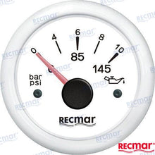 RECMAR Oil Pressure Gauge 0-10 BAR 10-184°C White Face Marine OEM 15303