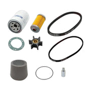 Image various engine service and maintenance parts on a white background.