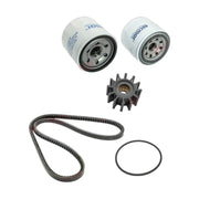 Image various engine service and maintenance parts on a white background.