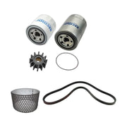 Image various engine service and maintenance parts on a white background.