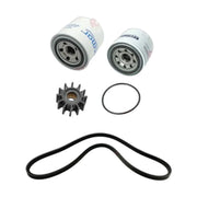 Image various engine service and maintenance parts on a white background.