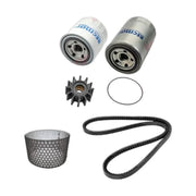 Image various engine service and maintenance parts on a white background.