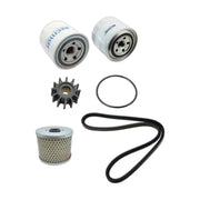 Image various engine service and maintenance parts on a white background.