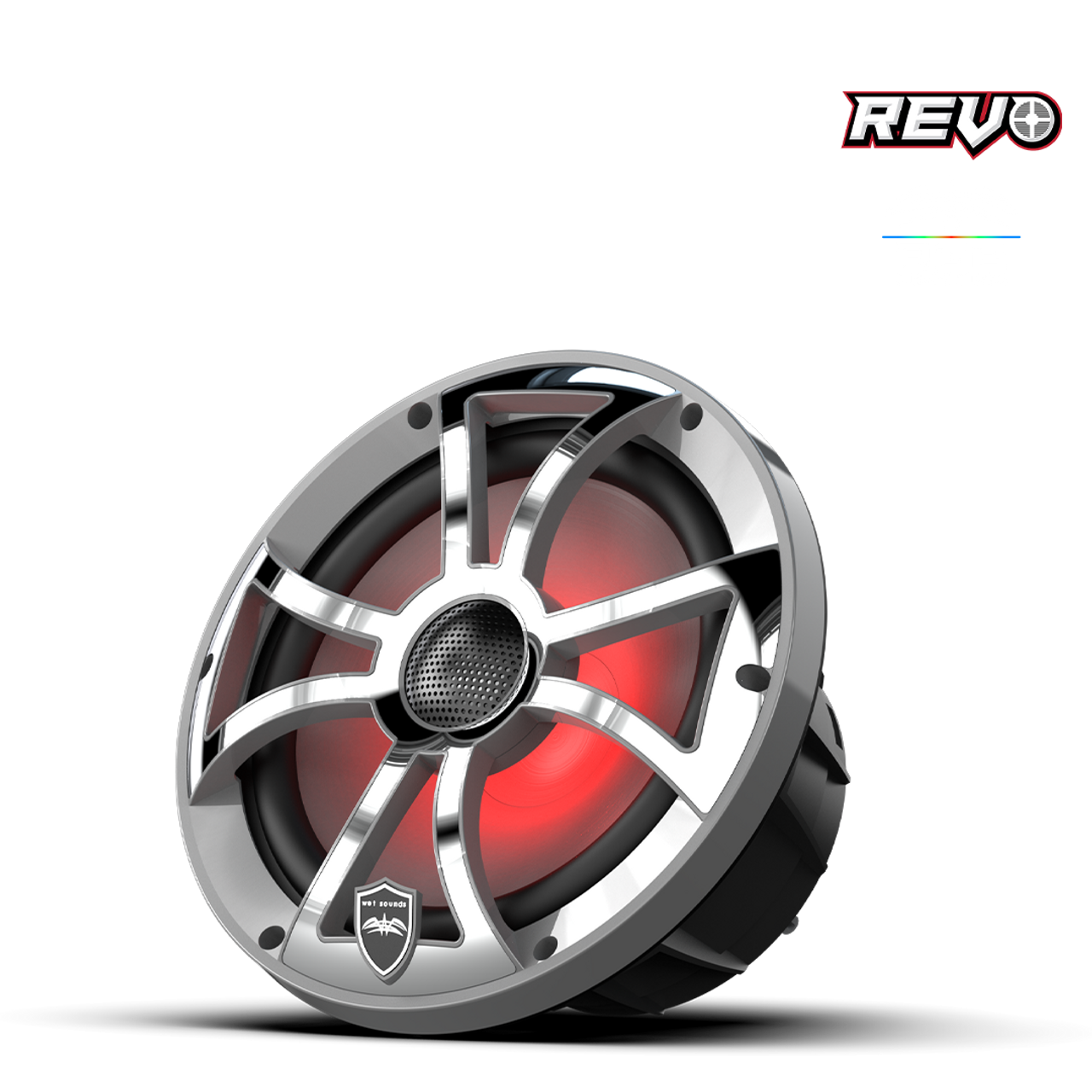 Sonidos húmedos | REVO 8-XSG-SS | Altavoces coaxiales de componentes con rejillas RGB XS-Gunmetal-Acero inoxidable | WETREVO8XSGSS