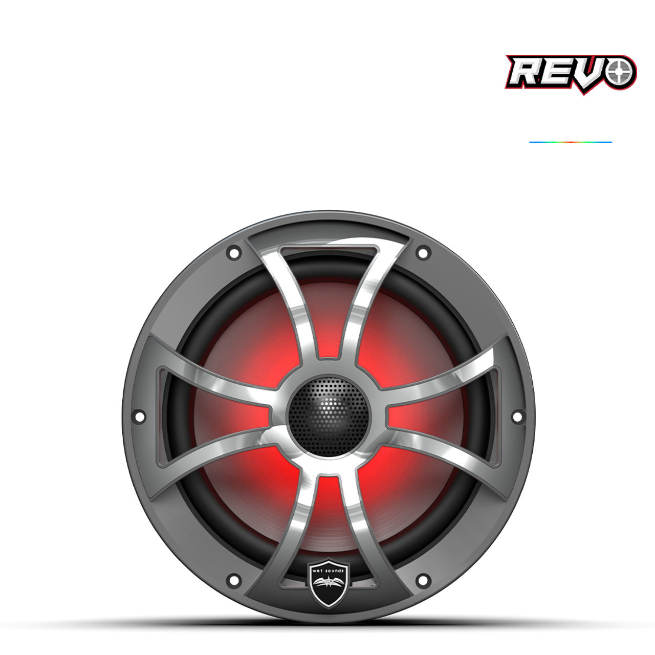 Sonidos húmedos | REVO 8-XSG-SS | Altavoces coaxiales de componentes con rejillas RGB XS-Gunmetal-Acero inoxidable | WETREVO8XSGSS