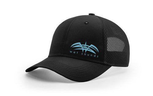 Richardson Airmesh Snap Back Cap - Black w/Cool Blue Offset Wet Sounds Logo - TMP Global