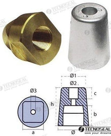 TUERCA DE HÉLICE CÓNICA CON CUADRADO INTERIOR | OEM 00415Q | ÁNODOS | TECNOSEAL