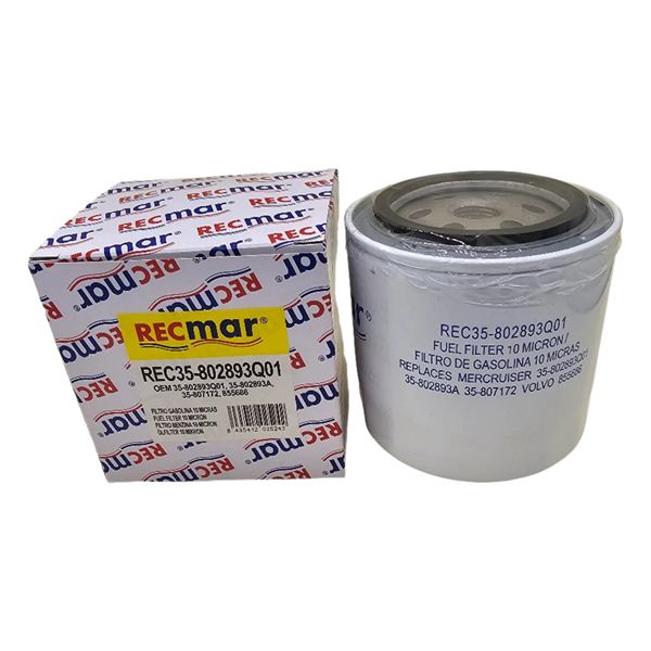 FILTRO DE COMBUSTIBLE MERCRUISER DE 10 MICRAS Y 3-3/4" | OEM 35-802893Q01 | FILTRO DE COMBUSTIBLE | RECMAR