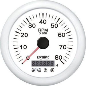 TACÓMETRO CON ALARMA DE 4 LED 0/7000 RPM BLANCO | OEM 07312 | INSTRUMENTACIÓN | RECMAR