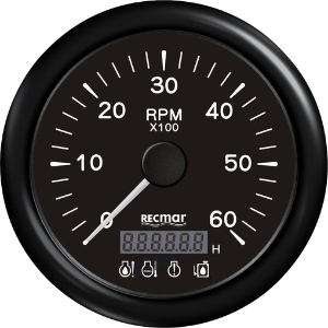 TACÓMETRO CON ALARMA DE 4 LED 0/7000 RPM NEGRO | OEM 07213 | INSTRUMENTACIÓN | RECMAR