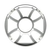 Image of a white speaker grille on a white background.