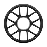 Image of a black speaker grille on a white background.