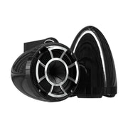 Image of a pair of marine tower speakers on a white background.