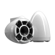 Image of a pair of marine tower speakers on a white background.