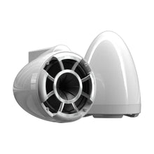 Image of a pair of marine tower speakers on a white background.