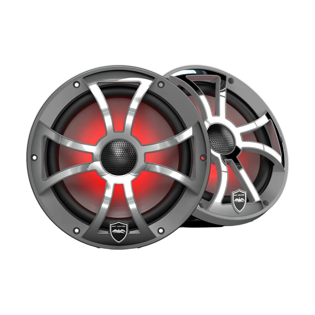 Image of a pair of Wetsounds marine speakers on a white background.