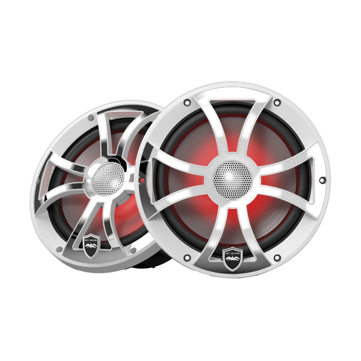 Image of a pair of Wetsounds marine speakers on a white background.