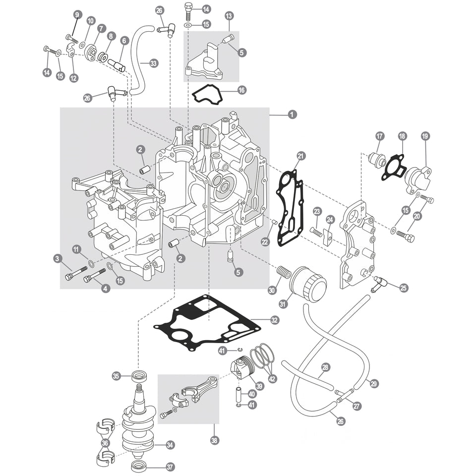 Yamaha F9.9 / F9.9C / F13.5 / F15 / F15A / 9C engine service and internal parts exploded diagram