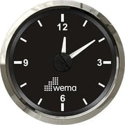 Analogue Clock Gauge | Wema UK | SKUs 110661+ - Black, Stainless - Wema UK marine part