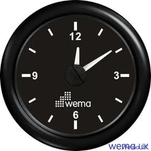 Analogue Clock Gauge | Wema UK | SKUs 110661+ - Black, Black - Wema UK marine part