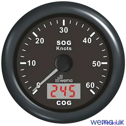 Analogue GPS Speedometer | Wema UK | SKUs 110693+ - Black, Black, 60 Knots - Wema UK marine part