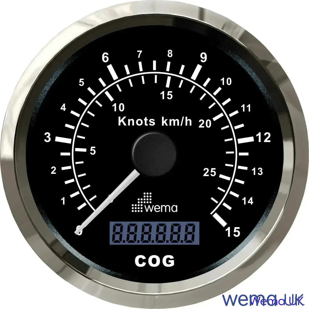 Analogue GPS Speedometer | Wema UK | SKUs 110693+ - Black, Stainless, 15 Knots - Wema UK marine part