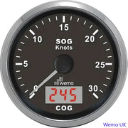 Analogue GPS Speedometer | Wema UK | SKUs 110693+ - Black, Stainless, 30 Knots - Wema UK marine part