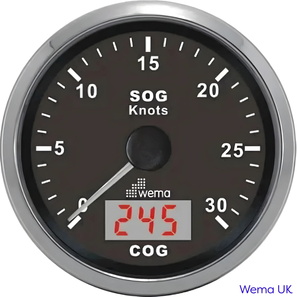 Analogue GPS Speedometer | Wema UK | SKUs 110693+ - Black, Stainless, 30 Knots - Wema UK marine part