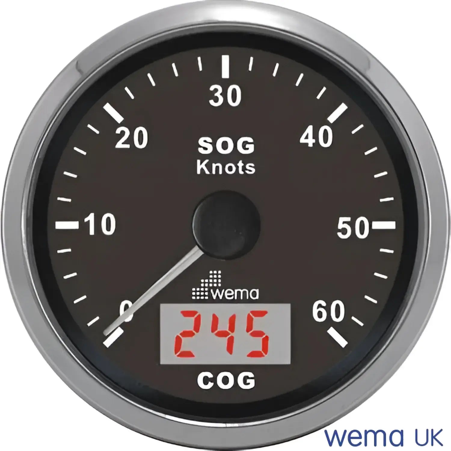 Analogue GPS Speedometer | Wema UK | SKUs 110693+ - Black, Stainless, 60 Knots - Wema UK marine part