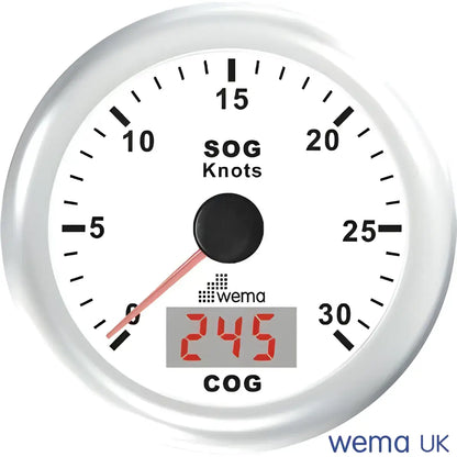 Analogue GPS Speedometer | Wema UK | SKUs 110693+ - White, White, 30 Knots - Wema UK marine part