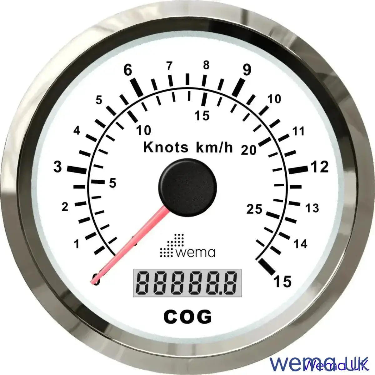 Analogue GPS Speedometer | Wema UK | SKUs 110693+ - White, Stainless, 15 Knots - Wema UK marine part