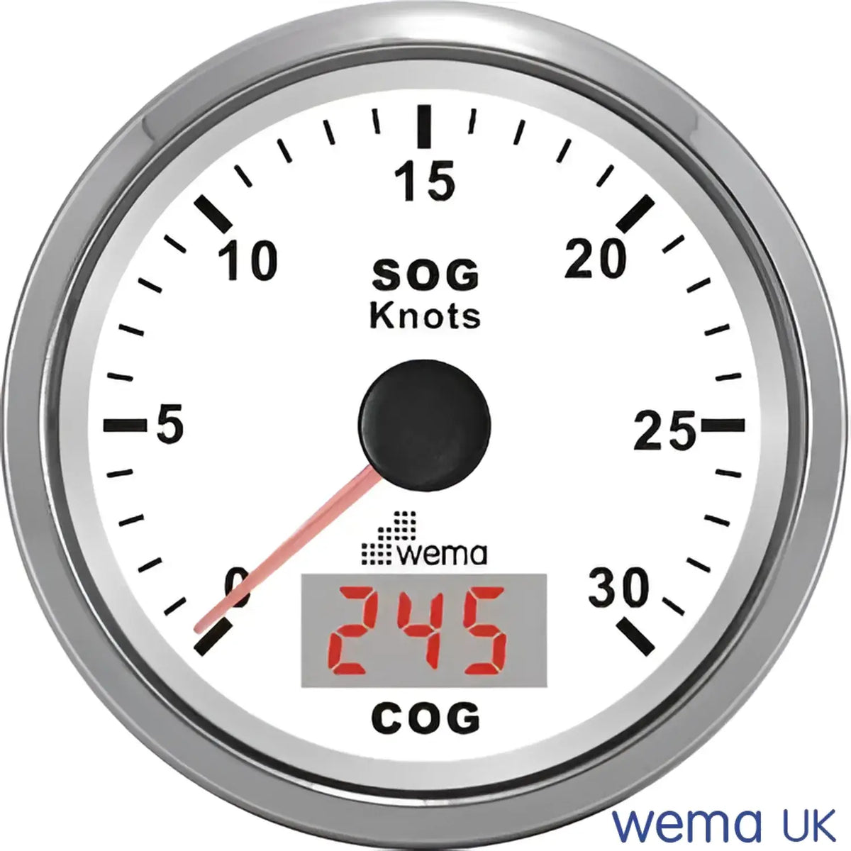Analogue GPS Speedometer | Wema UK | SKUs 110693+ - White, Stainless, 30 Knots - Wema UK marine part