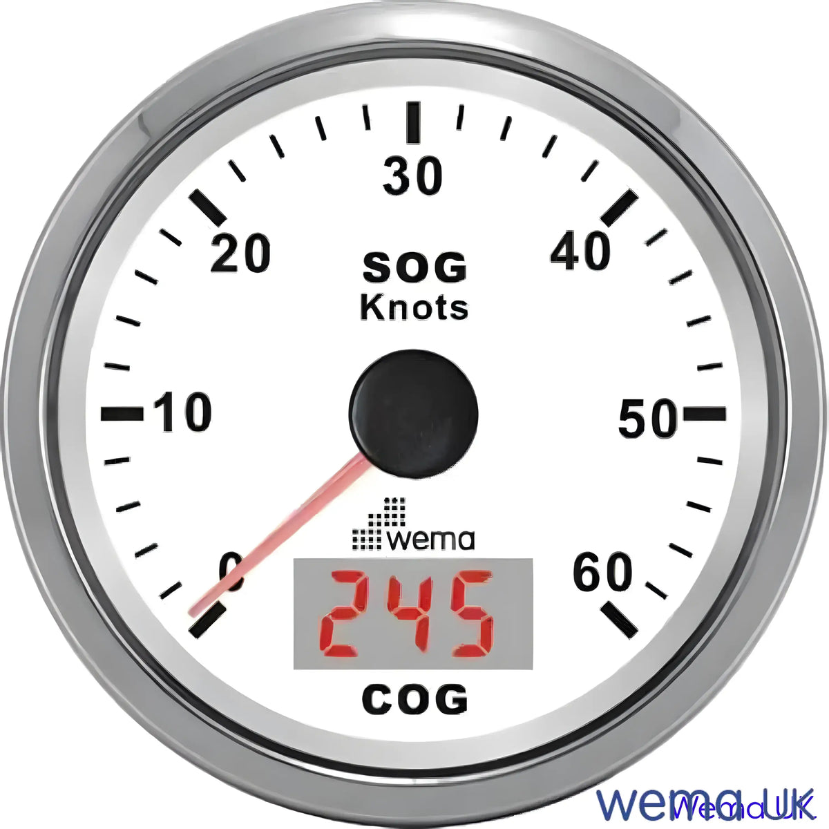 Analogue GPS Speedometer | Wema UK | SKUs 110693+ - White, Stainless, 60 Knots - Wema UK marine part