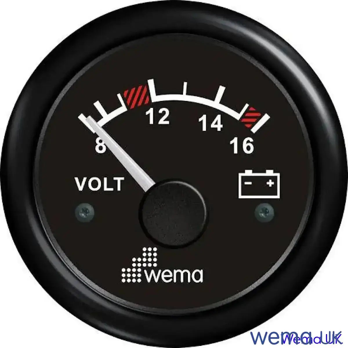 Analogue Voltmeter Gauge - 12/24V | Wema UK | SKUs 110630+ - Black, Black, 12v - Wema UK marine part