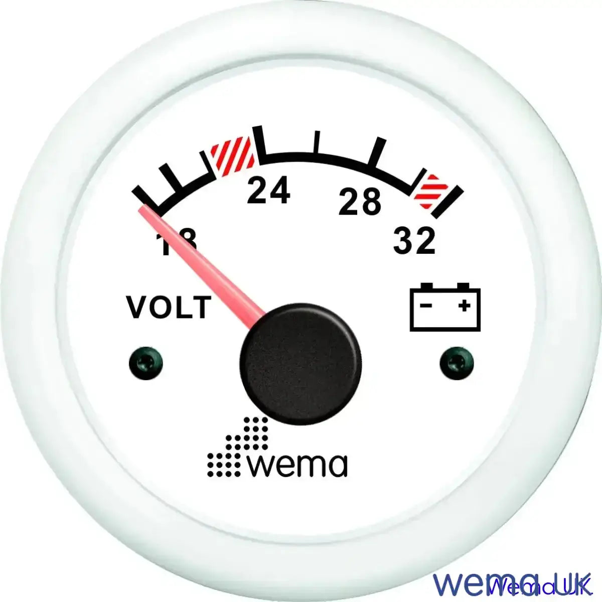 Analogue Voltmeter Gauge - 12/24V | Wema UK | SKUs 110630+ - White, White, 24v - Wema UK marine part