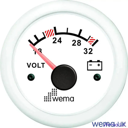 Analogue Voltmeter Gauge - 12/24V | Wema UK | SKUs 110630+ - White, White, 24v - Wema UK marine part
