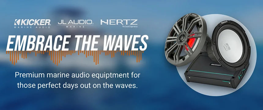 Illustration of a ad banner for marine audio products.
