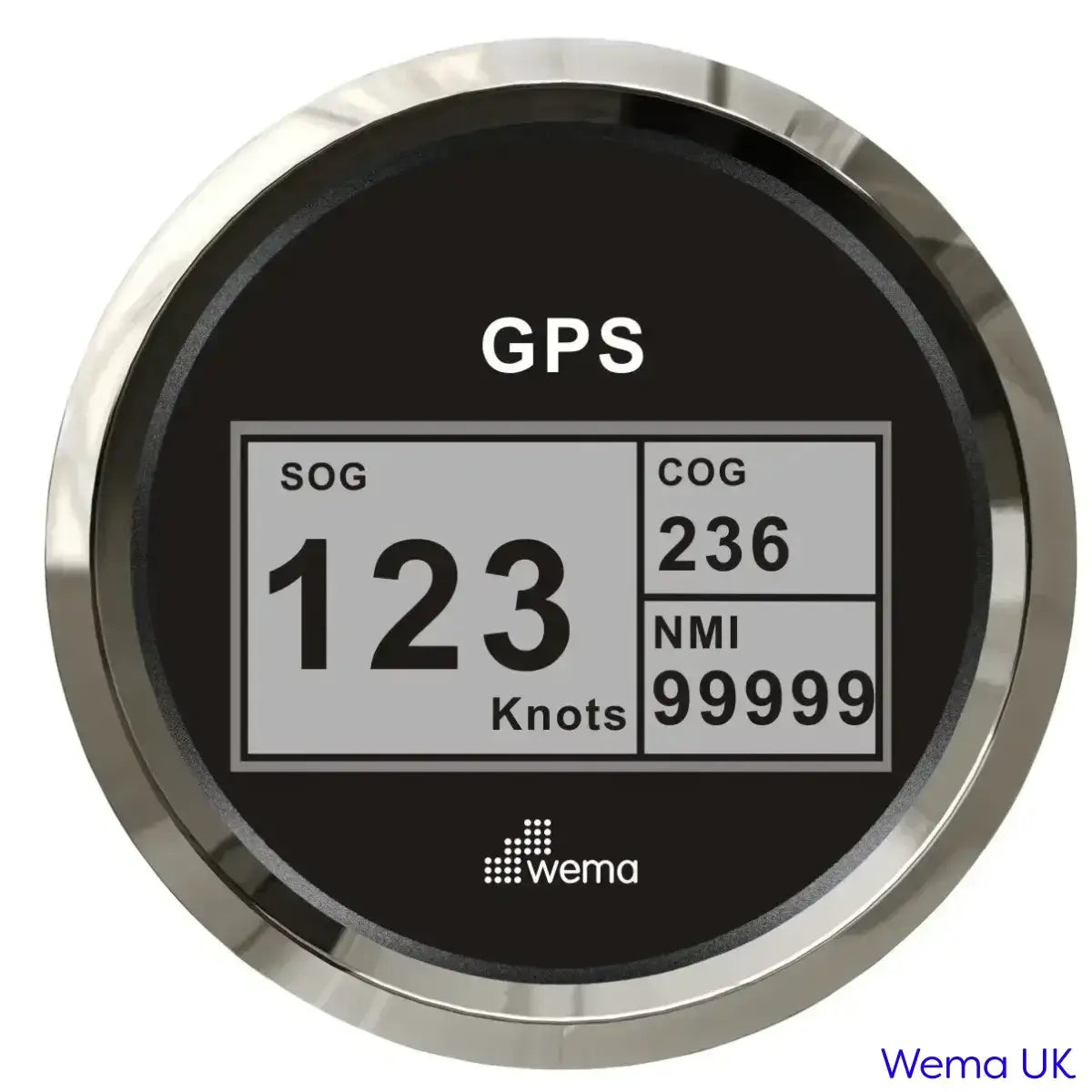 Digital GPS Speedometer | Wema UK | SKUs 110607+ - Black, Stainless, 0-99 - Wema UK marine part