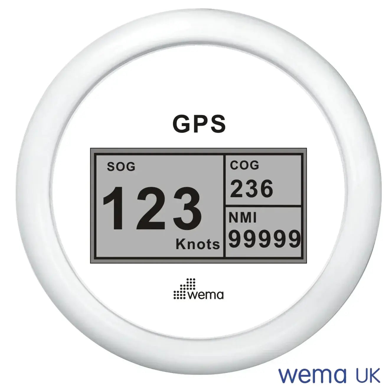 Digital GPS Speedometer | Wema UK | SKUs 110607+ - White, White, 0-99 - Wema UK marine part