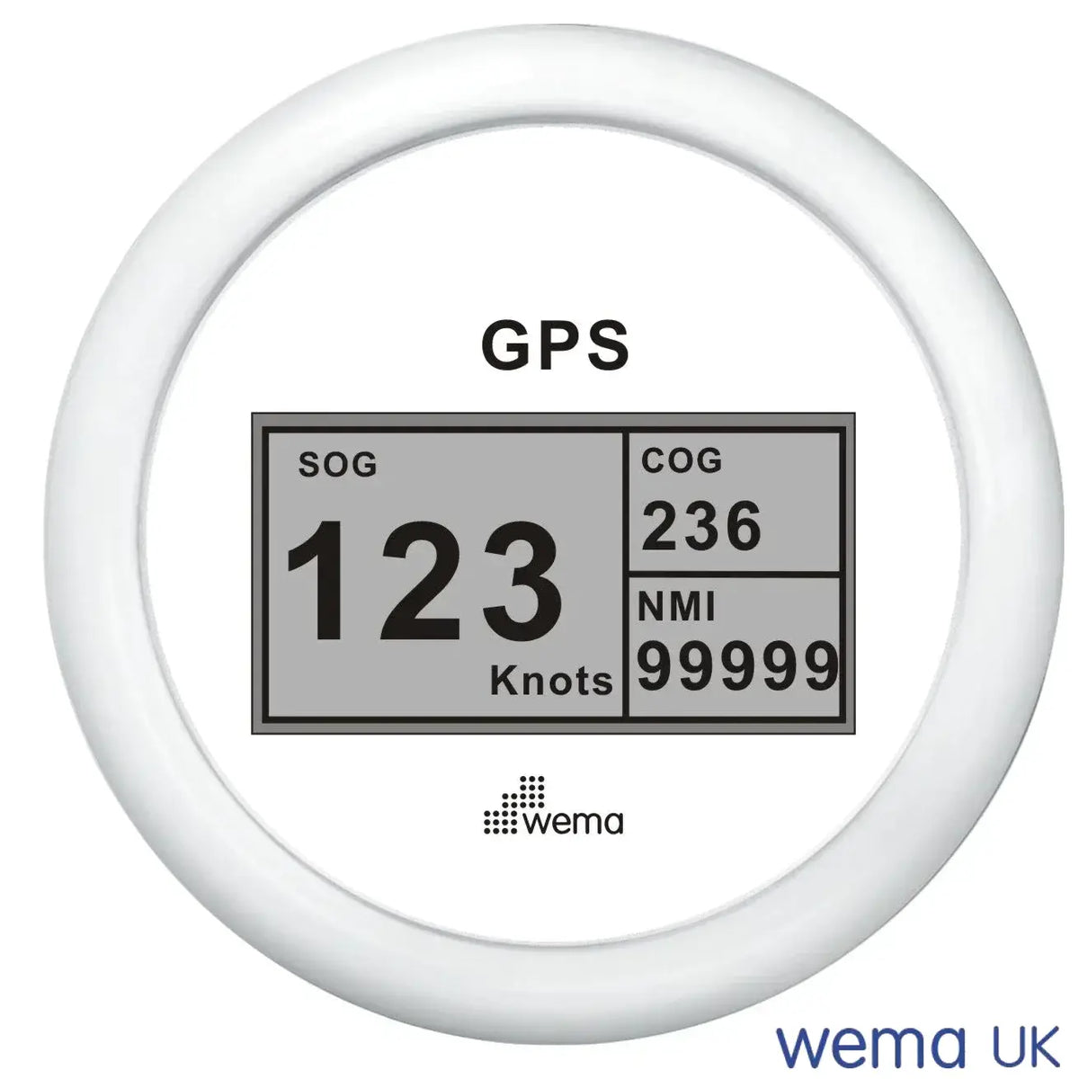 Digital GPS Speedometer | Wema UK | SKUs 110607+ - White, White, 0-99 - Wema UK marine part