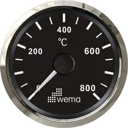 Exhaust Temperature Gauge | Wema UK | SKUs 110647+ - Black, Stainless - Wema UK marine part