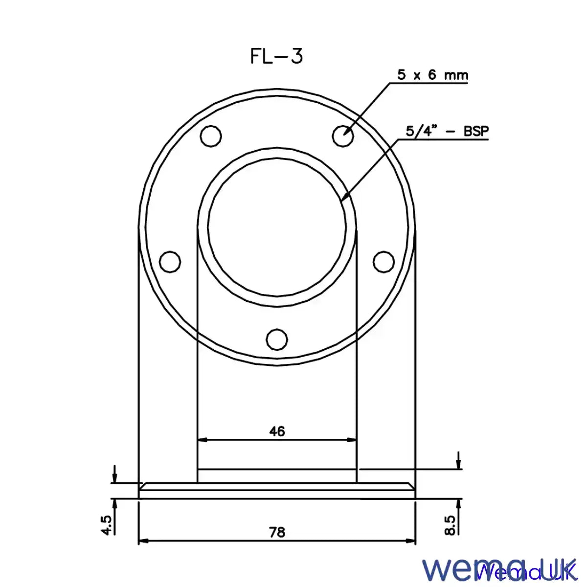 FL-3 Tank Fitting Flange | Wema UK | SKU 163011 - Wema UK marine part
